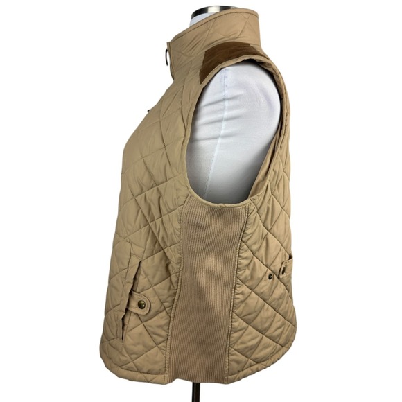 Lauren Ralph Lauren Quilted Vest Tan Zip Ribbed Sides Puffer Womens Plus Size 2X - Picture 11 of 16
